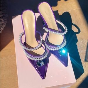 New Mach & Mach Purple Lilac Diamond Crystal Pearl high heels shoes pumps 37